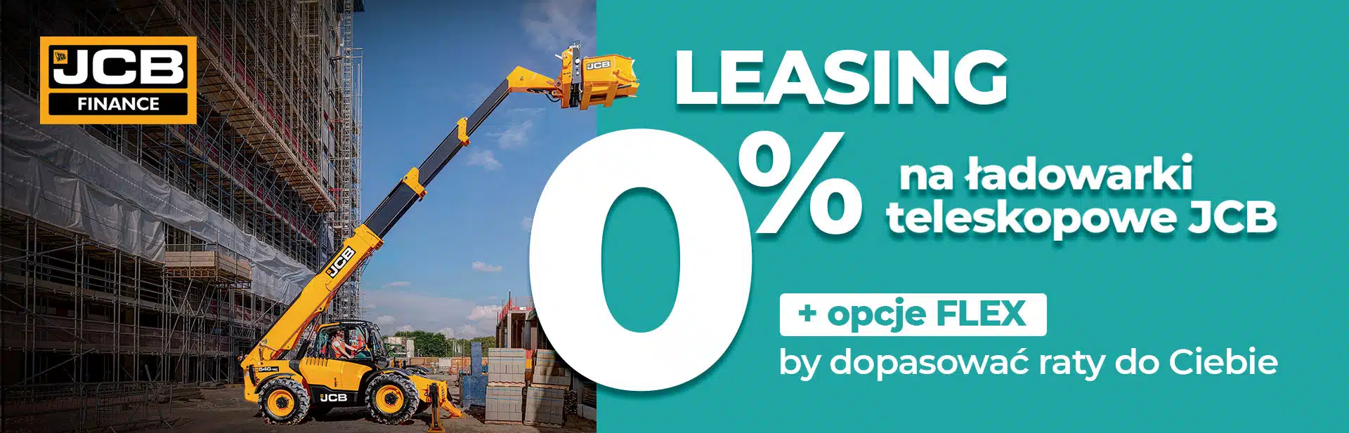 Leasing 0% na ładowarki teleskopowe JCB – najlepsza oferta finansowania JCB Finance